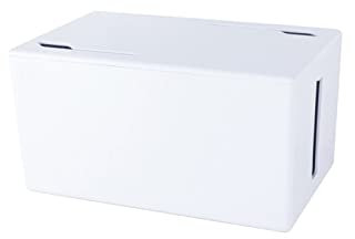 Kabel-Aufbewahrungsbox, größere Kabel-Organizer mit Deckel, Schreibtisch, Organizer für Zuhause, Büro, zum Verstecken von unordentlichen Kabeln, Drahtmanagement (M: 26 x 16 x 14 cm, weiß)