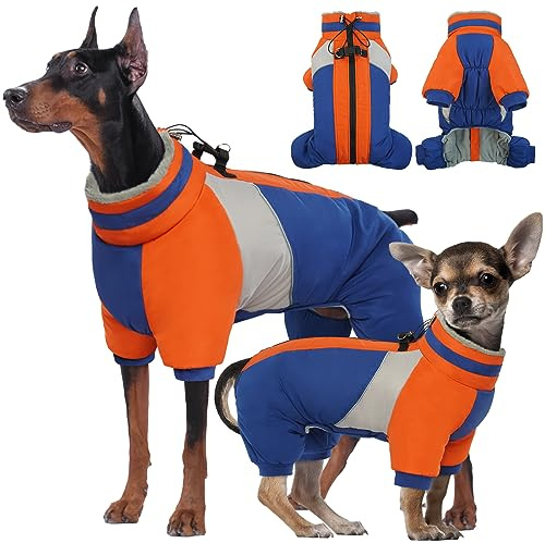Kuoser Wasserdichter Hundemantel - Wärmer Für Kleine Hunde, Mit Geschirr, Moden Hundejacke, Reflektierend Für Kleine Hunde, Blau XS