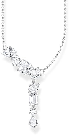 THOMAS SABO Halskette im Y-Stil mit acht weißen Steinen Silber 925 Sterlingsilber
