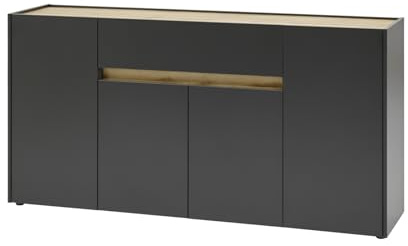 Furn.Design Kommode Sideboard in Eiche Wotan Holz und grau matt modern Wohnzimmer Esszimmer Schrank Mehrzweckschrank 170 x 87 cm Center (Sideboard)