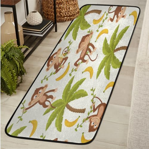 Affen-Bananenbaum-Teppich, weich, rutschfest, Bauernhaus-Teppich, waschbar, Küchenläufer, Teppiche, moderne Bodenmatte für Flur, Eingang, Wohnzimmer, Schlafzimmer, Heimdekoration, 183 x 61 cm