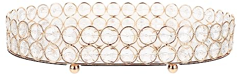 Plateau à Bijoux Ovale en Fer et Cristal, Présentoir Décoratif de Bureau