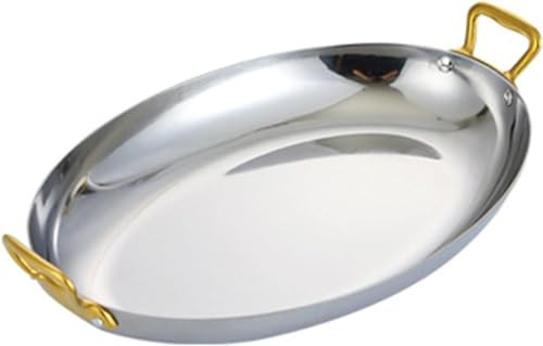 Poêle À Paella Espagnole Ovale Avec Double Poignées Anti-brûlure, Poêle À Paella Aux Fruits De Mer En Acier Inoxydable 304, Ustensiles De Cuisine For Poêle Restaurant Camping ( Size : Style 1_30cm )