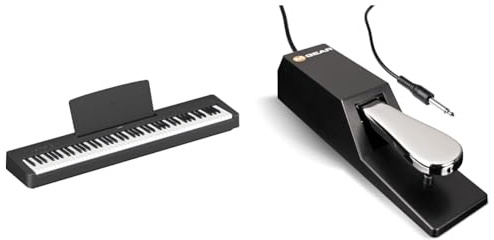 Yamaha P-145 piano digital ligero y portátil, con teclado Graded Hammer Compact & M-Audio SP-2: pedal de sustain universal con acción estilo piano, el accesorio ideal
