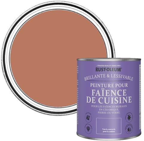 Rust-Oleum Peinture Rouge Résistante à l'eau pour Faïence de Cuisine, Finition Brillante - Sienne 750ml