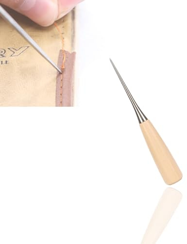 ieron Handgefertigte Ahle mit Holzgriff, Nähahle für Leder, bohrbare Nähahle, DIY-Gadget-Werkzeug