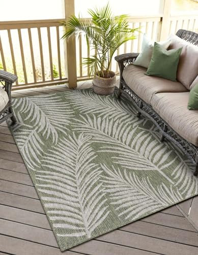 MY-RUG Outdoor Teppich wetterfest 240 x 320 cm, UV beständig & robust für Garten Terrasse, Balkon Küche & Wohnzimmer, kurzflor waschbarer Wohnzimmerteppich, Fern