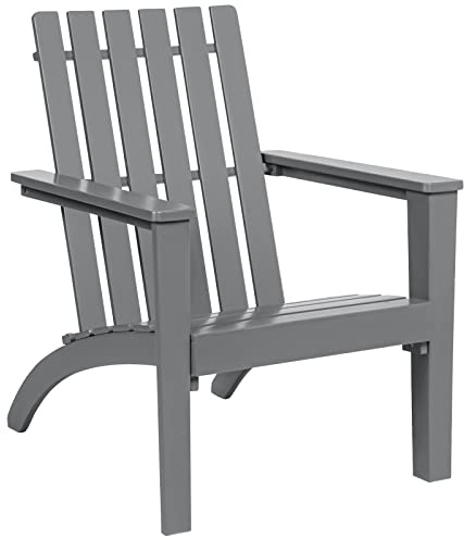 COSTWAY Adirondack Chair, All-weather Solid Acacia Wood Fire Pit Chair, Outdoor Armchair Garden Seat Patio Furniture for Deck Backyard (Gray)