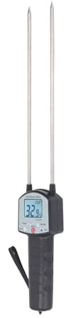 Medidor de Humedad de Heno Portátil Medidor de Medición de ABS Largo Probador de Acero Inoxidable Detector Higrómetro Sensor para Paja de Pasto, Medidores de Humedad