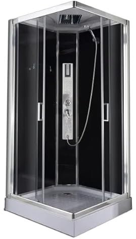 Bagno Italia Cabina de ducha hidromasaje cuadrada 90 x 90 cm con radio y 3 chorros