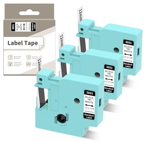 EazeID LM1600 Etikettenband 45013 Kompatibel mit Dymo D1 S0720530 | Kompatibel mit Dymo LabelManager 160 210D 280, Kompatibel mit D1 45013 A45013 Schwarz auf Weiß Schriftbänder