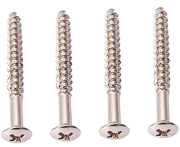 Gitarrenhalsplattenschrauben aus Metall Silber für Gitarrenhalsplatte | Einfache Montage, 4 Stück Packung, für Zubehör an Halsplatte, Kompaktes