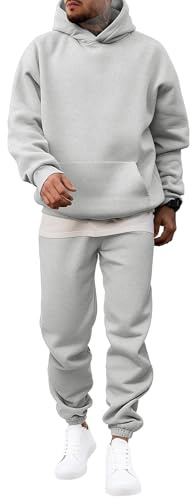 JMIERR 2 Piece Comfiest Airport Outfits Long Sleeve Essentials Hoodie Sweatshirt Joggers Baggy Sweatpants Track Suits Set Fall Casual Loungewear Tracksuit Sweatsuits Matching Sets, L, Light Grey