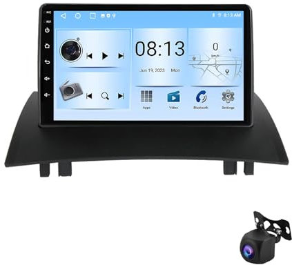 Android 13 Autoradio per Renault Megane 2 2002-2009 con navigatore satellitare ricevitore audio integrato schermo touchscreen HD 9 Bluetooth 5.0 GPS CarPlay Android Auto SWC(4G+WIFI 8Core)