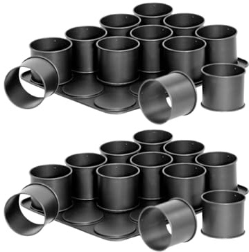 Zenker 9346350 Backblech-Set mit 12 Mini-Rundformen, 24 Mini-Backformen, 24 kleine hohe Kuchenformen, Backblech, Stahl, Schwarz, 38 x 30 cm