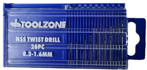 Set de 20 Brocas HSS de Precisión 0,3–1,6 mm – Brocas para Metal y Madera, Estuche Organizador Incluido