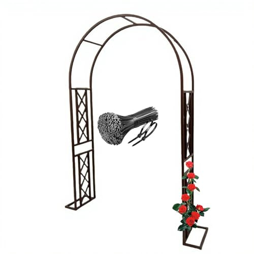 Treillage robuste de 230,1 cm pour plantes grimpantes d'extérieur pour roses et vignes, pergola à assemblage facile pour pelouse et terrasse, vert (l 180 x H)