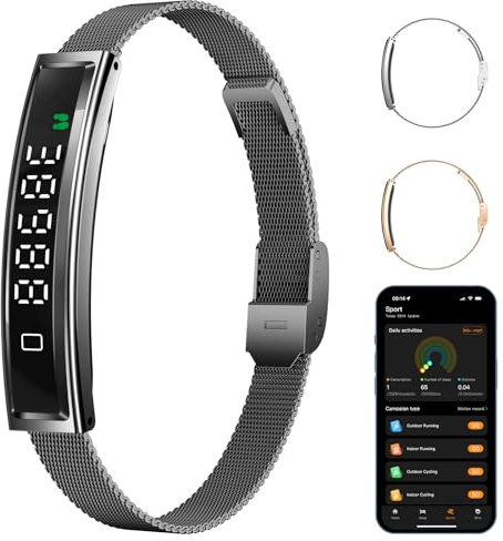 LICNPHLL Smart Bracelet,Activity&Fitness Trackers,Touch Screen/Sleep Tracker/Heart Rate/Blood Oxygen,5ATM Waterproof,Multiple Sports Modes,Free App for iOS Android (Black)