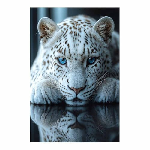 AMXBZC Wandbilder XXL Tiere Wand Deko Natürliche Leopard Poster Leinwandbild Wohnzimmer Bild -Schlafzimmer Leinwandbilder Wandbild Abstrakt Bilder(weiß)-30x40cm Ungerahmt