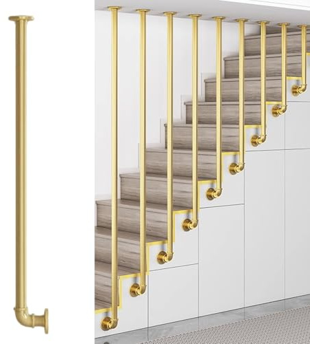 Barandillas de acero al carbono para escaleras de interior y exterior, barandilla montada en el techo (6ps(90~140cm))