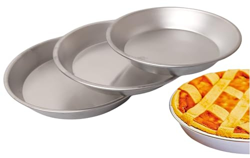 OPIROS Tortiera Tonda Svasata Ruoti Per Pastiera Crostata Pizza Set di 3 Teglie Ø 22/24/26 In Alluminio Riutilizzabile