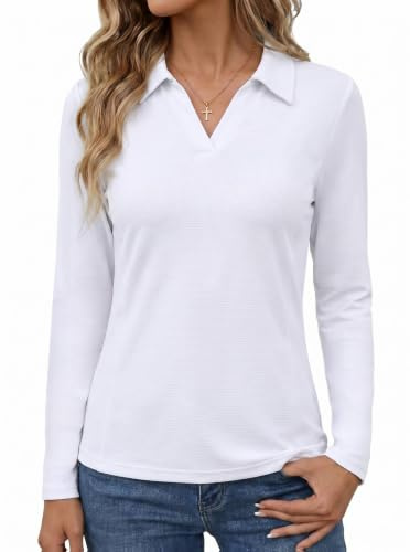 PINSPARK Polo Femme UPF 50+ Séchant Rapidement Respirant Blanc Taille L