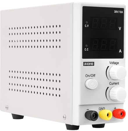 Fuente de alimentación regulada de laboratorio 0 – 30 V 0 – 10, fuente de alimentación CC regulable, corriente constante, con pantalla LED, protección contra sobretensiones y sobrecalentamiento, para