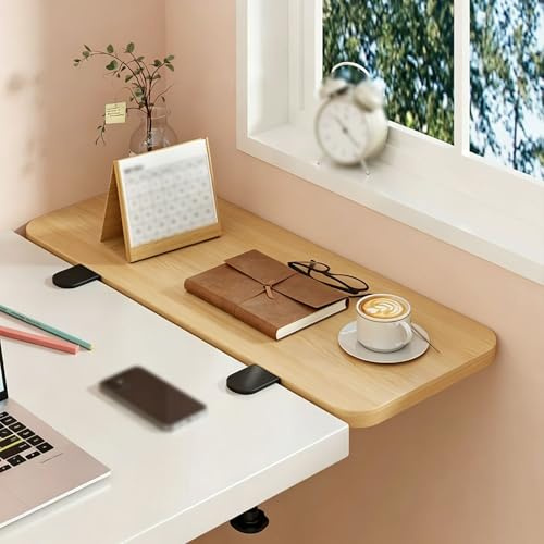 Vibeo Prolunga per Davanzale Prolunga Pieghevole da Tavolo con Morsetto, Mensola Estensibile da Davanzale per Interni Senza Foratura, Pannello Estensibile Resistente(Light Wood,50x20 cm (19.7x8 in))
