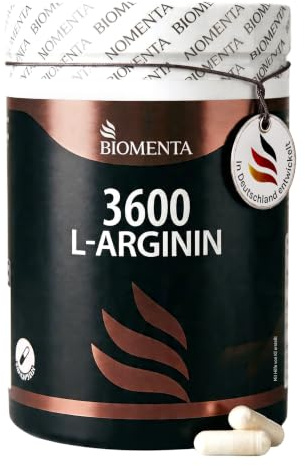 BIOMENTA L-Arginin Hochdosiert I 320 Kapseln mit 913 mg reine Aminosäuren pro Einheit I Pre Workout Nahrungsergänzungsmittel ohne Zusätze I Laktosefrei, sojafrei & glutenfrei I Laborgeprüfte Qualität