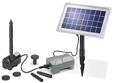 esotec Solar Teichpumpen Set RIMINI PLUS 3,5/175, Pumpensystem, Akkubox Pumpe Solarmodul, Wasserspiel, Springbrunnen, Solarbrunnen Gartenteich, Springbrunnenpumpe, 0,6m 175l/h 101709