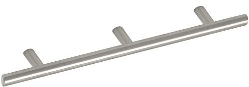 GRIMME 8568311024 Basic Schrankgriff Eradis Möbelgriff (Barell) ø 12 mm, Breite 1104 mm Stangengriff Edelstahl gebürstet, Silber, Lochabstand 2 x 512 mm