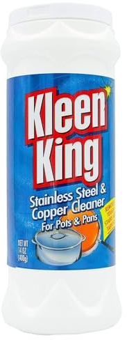 King Kleen Limpiador de utensilios de cocina de acero inoxidable y limpiador de cobre (14 onzas, paquete de 3) ayuda a eliminar las manchas y el deslustre de ollas y sartenes, limpiador de metales