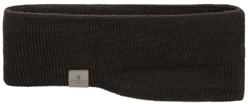 LIERYS Fine Merino Stirnband Damen/Herren/Kinder (7,5-10 cm breit) - Made in Germany - mit Merinowolle - Ohrenwärmer gefüttert mit Baumwolle - One Size (53-60 cm) - Herbst/Winter dunkelbraun One Size