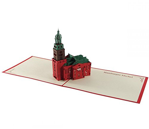 Hamburger Michel - Klappkarte / 3D Pop-Up Karte - Ideal als Geburtstagskarte, Geldgeschenk, Grußkarte, Glückwunschkarte, Gutschein-Karte, Dankeskarte, Geschenkkarte, St. Michaelis Kirche