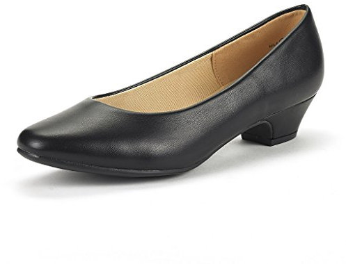 DREAM PAIRS Womens Mid Block Heels Ladies Low Court Shoes Party Wedding Shoes Round Toe Pumps Mila,Size 8,Black/pu,Mila