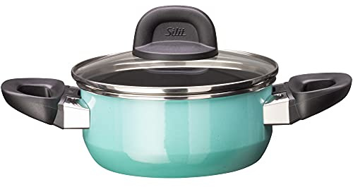 Silit Modesto Line Kochtopf klein 16cm, Glasdeckel, Bratentopf Induktion 1,3l, Silargan Funktionskeramik, grün