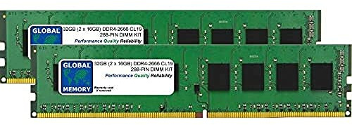 GLOBAL MEMORY 32GB (2 x 16GB) DDR4 2666MHz PC4-21300 288-PIN DIMM Memoria RAM Kit para Ordenadores DE SOBREMESA/Placas Base