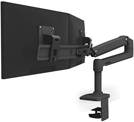 LX Dual Direct Monitor Arm in Schwarz - Monitor Tischhalterung mit patentierter CF-Technologie für 2 Bildschirme bis 27 Zoll, 33cm Höhenverstellung, VESA Standard und 10 Jahre Garantie
