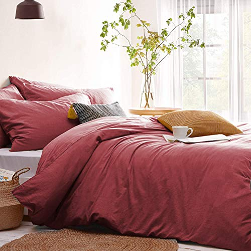 Lanqinglv Bettwäsche 135x200cm Altrosa Rose Rosa Weiche Mikrofaser Elegant Uni Bettbezüge mit Reißverschluss und Kissenbezüge 80 x 80 cm