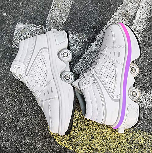 DHTOMC Roller Skates Lauflernschuhe,Sneakers Mit 7 Farbwechselnden Lichtern,2in1 Mehrzweckschuhe Schuhe,Inline-Skate,verstellbare Quad-rollschuh Stiefel Für Männer,EUR41
