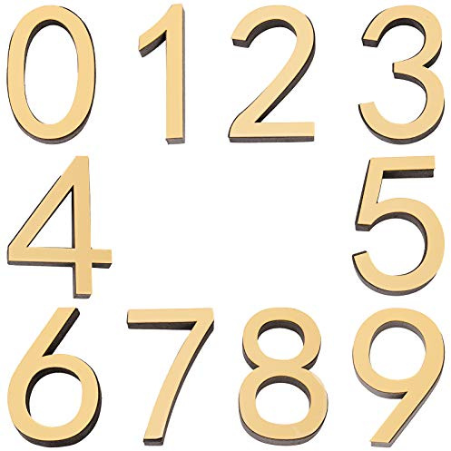 CREATCABIN 10 Pezzi Cassetta Postale Numeri 3 Pollici Porta Autoadesiva Numeri Civici Numeri Indirizzo Stradali Adesivi per Casa Stanza Fuori, 0 a 9 (Oro)