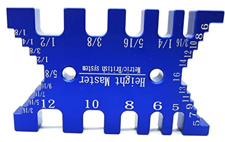Stufen-Tiefenmesser, Tiefenhöhensäge-Messgerät, hochpräziser Zapfenschieber, metrisch für Fräs- und Tischsäge, Aluminiumlegierung, Klarheit, Tiefenmesser, tragbares Oberfräsen-Werkzeug (blau)