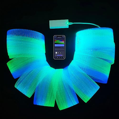 FOPLIT LED Fiber Optic Mesh Light Kits with Battery Controller for Dresses Costumes Textiles - Net Fabric Light Up Wedding Parties Halloween Christmas (6.6 Yards (6 Meters) Mesh)