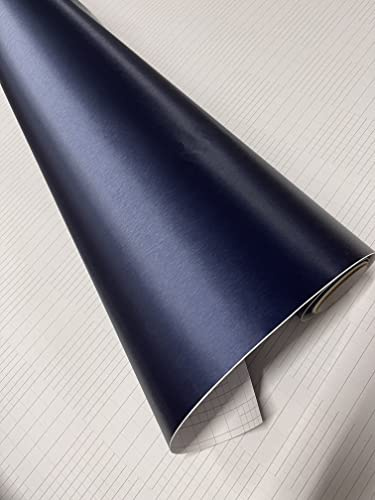 Brushed Metallic CAR VINYL WRAP STICKER FILM VEHICLE AUTO WRAPPING AIR BUBBLE FREE (50CM x 1.52M) (DARK BLUE)