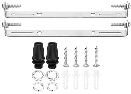 PATIKIL 170mm Techo Luz Placa Kit, 2 Juego Luz Accesorio Montaje Soporte Placa Acero Transversal Barra para Casa Oficina Colgante Pared Lámpara, con Tornillo Arandela Tuerca Kit | Luz Luminaria Montaje Soporte Placa, Acero Barra Transversal, Para Suspensiones Pared Luz 2 Kit