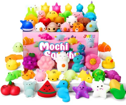 JOYIN Mochi Squishy Spielzeug Set, 50 Pack Mini Mochi Mitgebsel Kindergeburtstag ab 3 Jahre, Kawaii Squishy Mitbringsel Kindergeburtstag, Kleine Geschenke für Kinder, Adventskalender Füllung Kinder