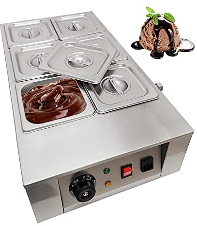 JAYEUW Elektrische Schokolade Temperiergerät 12kg 1000W Edelstahl Schokoladen Schmelzer Mit 6 Schmelztopf