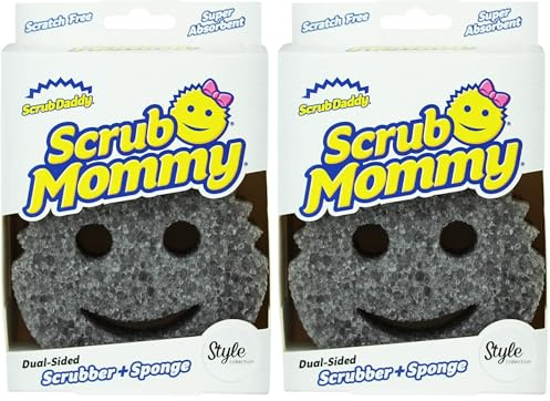 Scrub Daddy Scrub Mommy Style Estropajo de Doble Cara, Esponja Cocina para Lavar Platos y Limpieza Baño, Antiarañazos, Antibacteriana y Reutilizable - Esponja Cocina Raspadora Flextexture - Gris