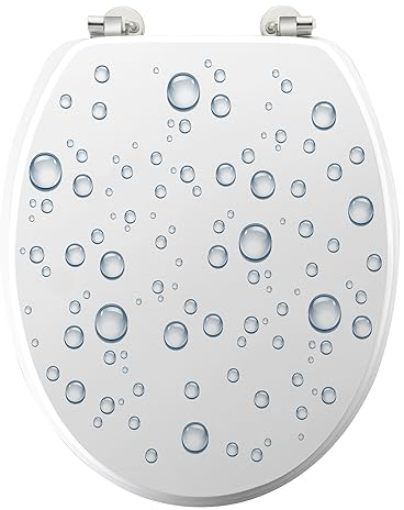 Universal MDF Motiv WC Sitz Deckel mit Metallscharnieren mit Holzkern (MDF) Klodeckel Toilette WC-BrilleToilettendeckel ohne Absenkautomatik (Bubble)