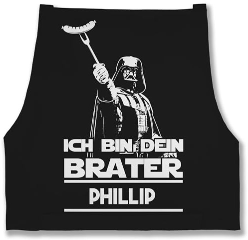 Geschenk mit Namen personalisiert by Shirtracer - Schürze - Grillschürze Herren - Ich bin dein Brater mit Name - Geschenk Männer Grill Zubehör Lustig Vatertag Weihnachten